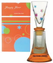 Orange Painted Bottle Stopper / Cordial Glass