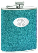 Personalized Turquoise Glitter Flask