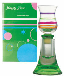 Green Happy Hour Bottle Stopper / Cordial Glass