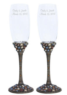 Personalized Ornate Multi Color Champagne Glass