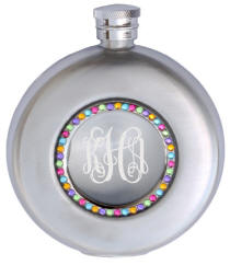 Personalized Round Colored Crystal Flask