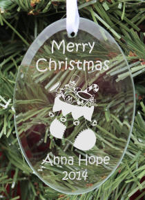 Personalized Oval Glass Children's Christmas Ornament