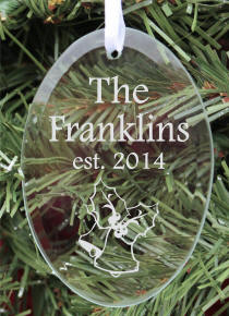 Personalized Oval Glass Family Christmas Ornament