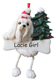 Maltese Dangling Dog Ornament