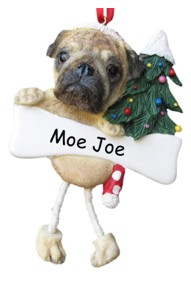 Pug Dangling Dog Ornament