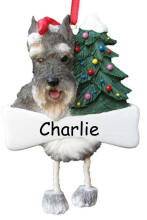 Schnauzer Cropped Dangling Dog Ornament