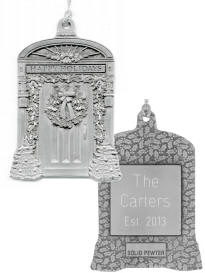 Happy Holidays Door Pewter Ornaments