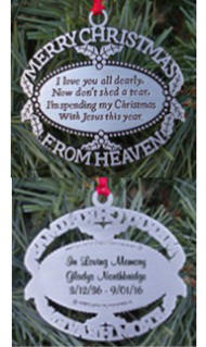 Personalized Merry Christmas from Heaven Memorial Ornament