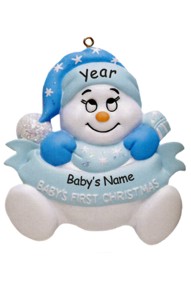 Personalized Blue Baby's First Christmas Ornament