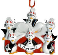 Penguin Packages  Family of 6 Christmas Ornament