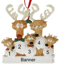 Reindeer Family of 5 Christmas Ornament