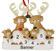 Reindeer Family of 6  Christmas Ornament