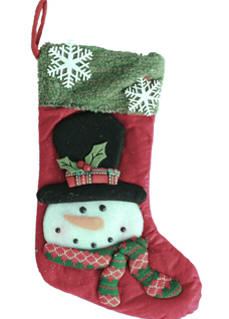 20 in. Lighted Snowman Stocking Red