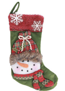 20 in. lighted Snowman Stocking Green
