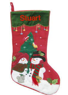 Snowmen by the Tree Christmas Stocking