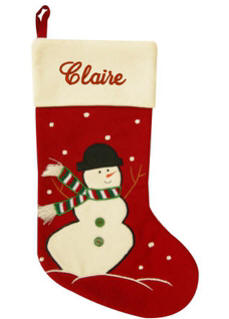 Personalized Christmas Stockings | Snowman Red Wool Holiday Stockings