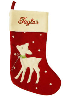 Baby Reindeer Red Christmas Stocking