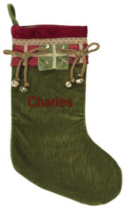 Olive Green Gifts Stocking with Bells