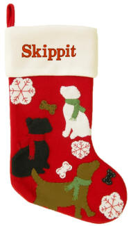 Dogs in Snow Red Felt Christmas Stocking