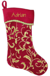 Gold Etched Christmas Stocking