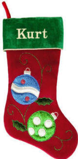 Blue & Green Ornament Christmas Stocking