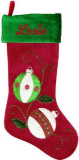 Red/Green Velvet with Ornaments Applique