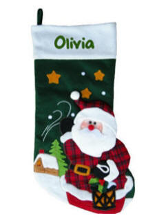 Personalized Plaid Santa 3D Christmas Stocking