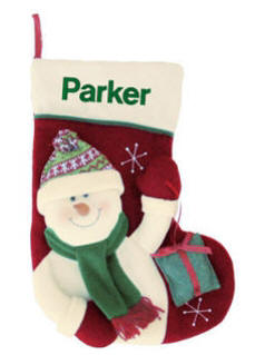 Snowman with Gift Christmas Stocking