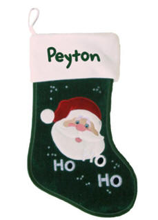 Green Fiber Optic Light Up Santa Stocking