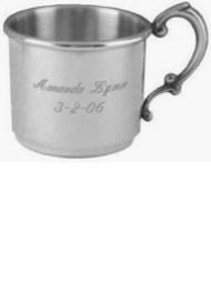 English Classic Engraved Pewter Baby Cup