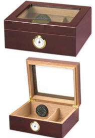 Mahogany Finish Glass Top Cigar Humidor