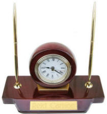 Piano Finish Desk Clock and Pens