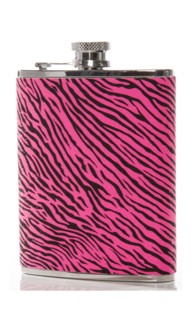 Pink & Black Zebra Stripe Flask