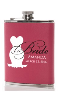 Bride Dark Pink Leather Flask