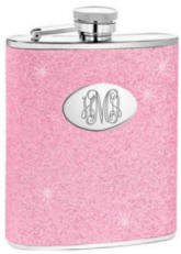 Personalized Pink Glitter Flask