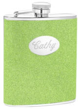 Engraved Green 6 oz. Glitter Flask