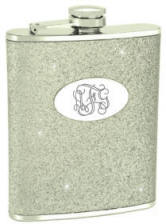 Engraved Silver Glitter Flask