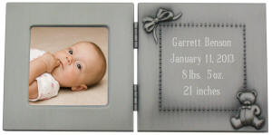 Pewter Finish Hinged Engraved Baby Photo Frame
