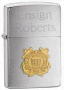 Coast Guard Crest Brush Chrome Zippo Lighter