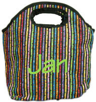 Confetti Stripe Personalized Insulated Lunch Tote