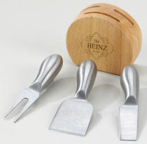 Wood Cheese Block With 3 Cheese Tools