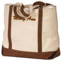 Canvas Tote Bag with Chocolate Brown Trim