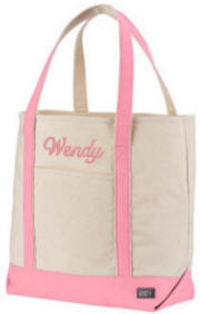 Canvas Tote Bag with Pink Trim