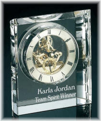 Contemporary Personalized Crystal Clock With Visible Movement